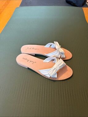 Jack Rogers White Knotted Slide Sandals